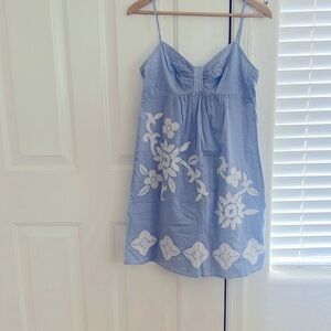 Y2K Tommy Bahama Swimsuit Cover Up - sky blue and white embroidery - SZ M